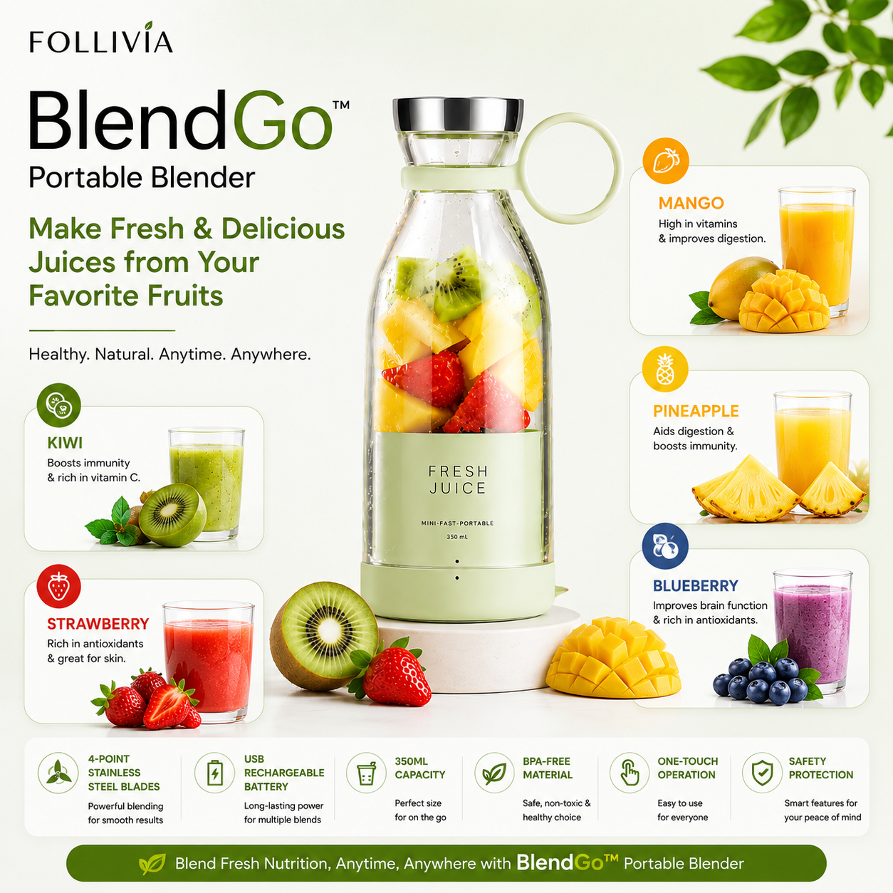 Follivia BlendGo™ Portable Blender